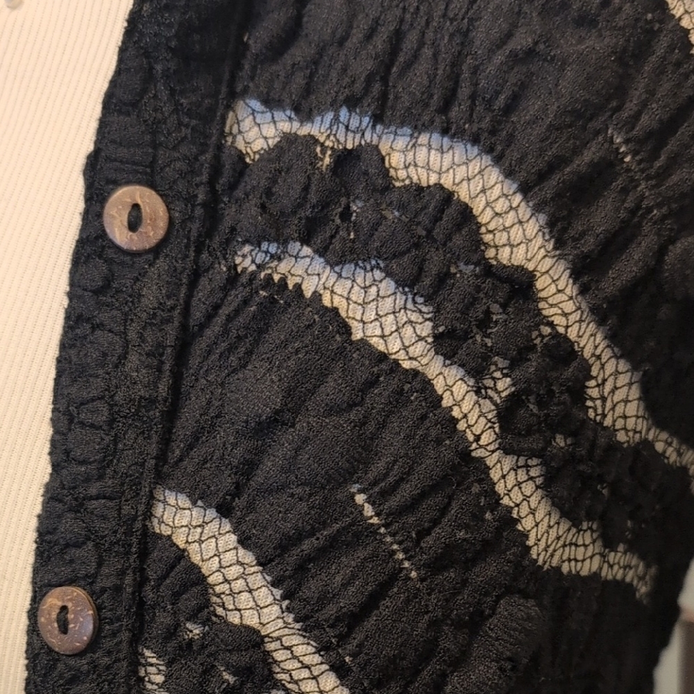 Free People Black Open-Knit Button Cardigan - Picture 4 of 9